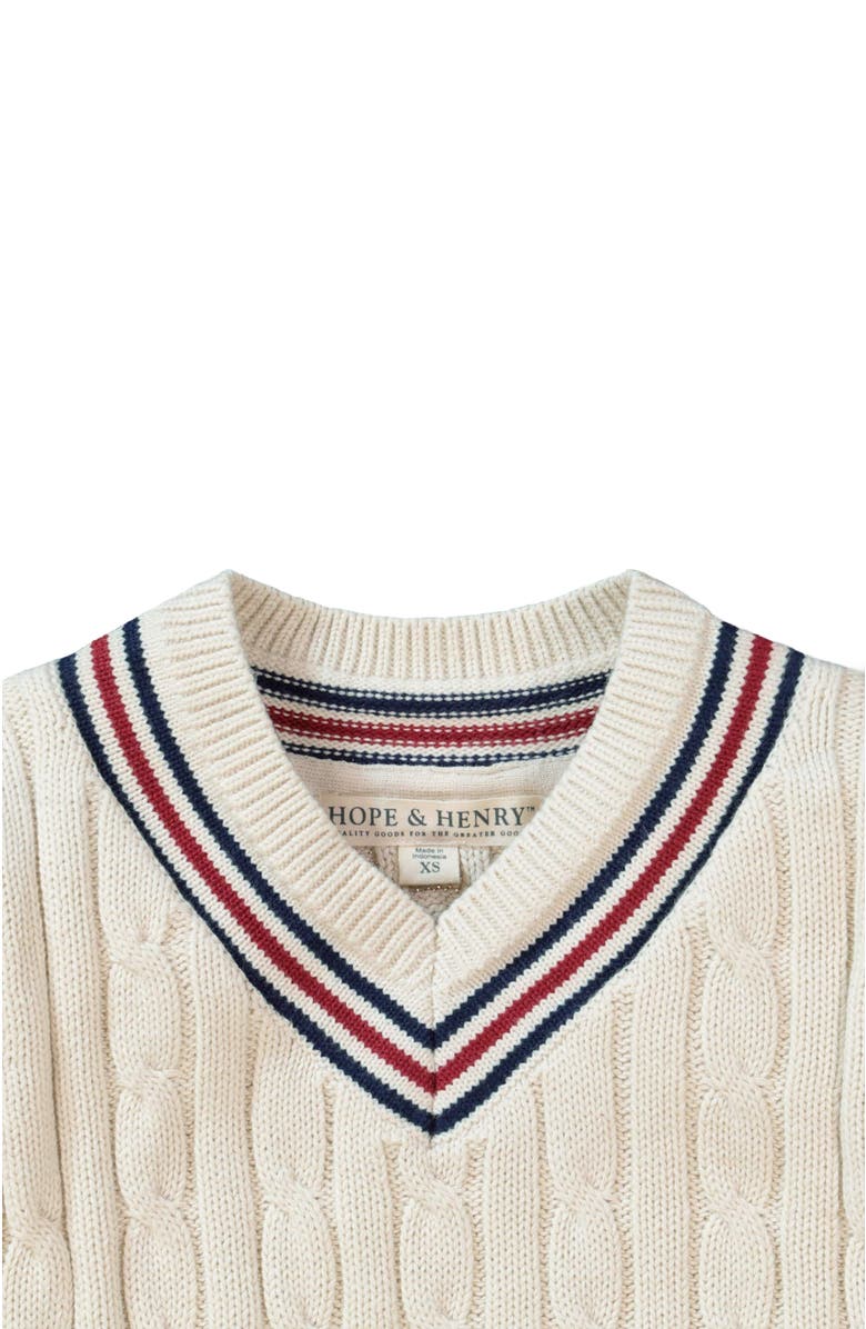Hope & Henry Boys' V-Neck Cricket Sweater, Kids, Alternate, color, Antique White