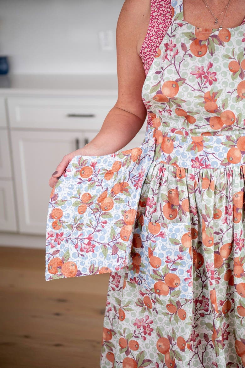 Orange Blossom Pastime Apron & Tea Towel Set, Alternate, color, Orange