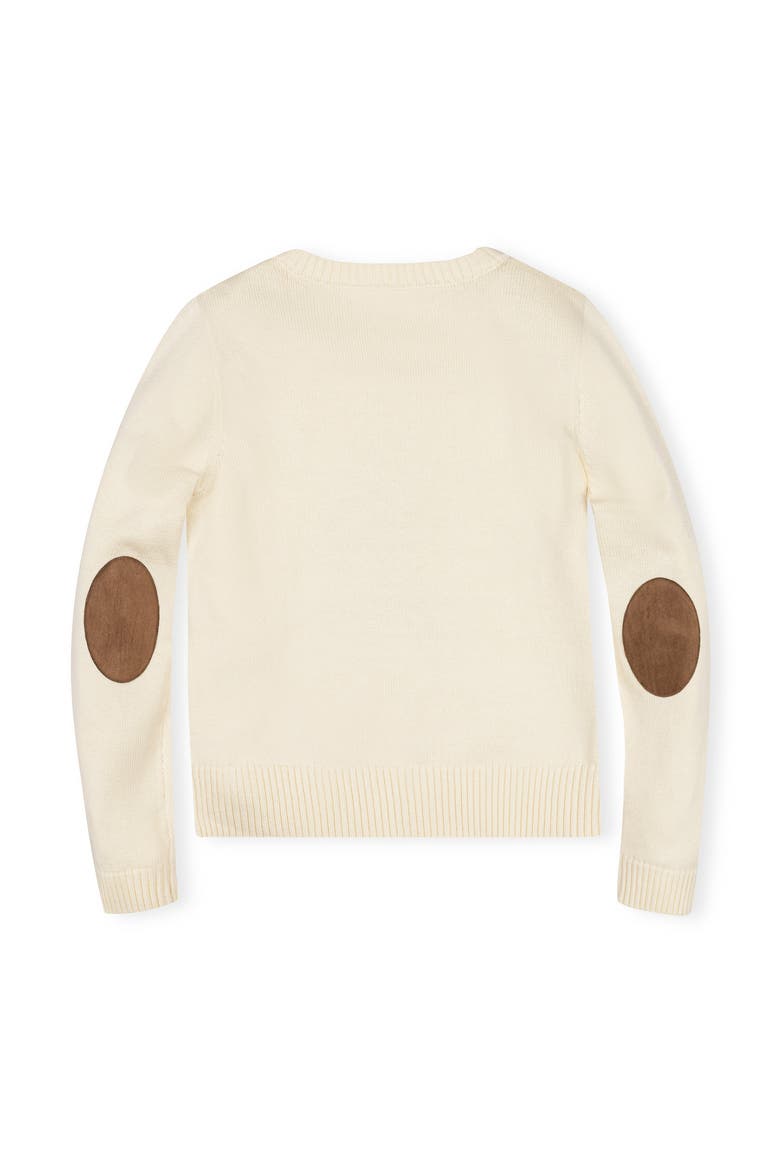 Kids' Organic Horse Intarsia Sweater with Elbow Patches, Alternate, color, Ivory Horse Intarsia