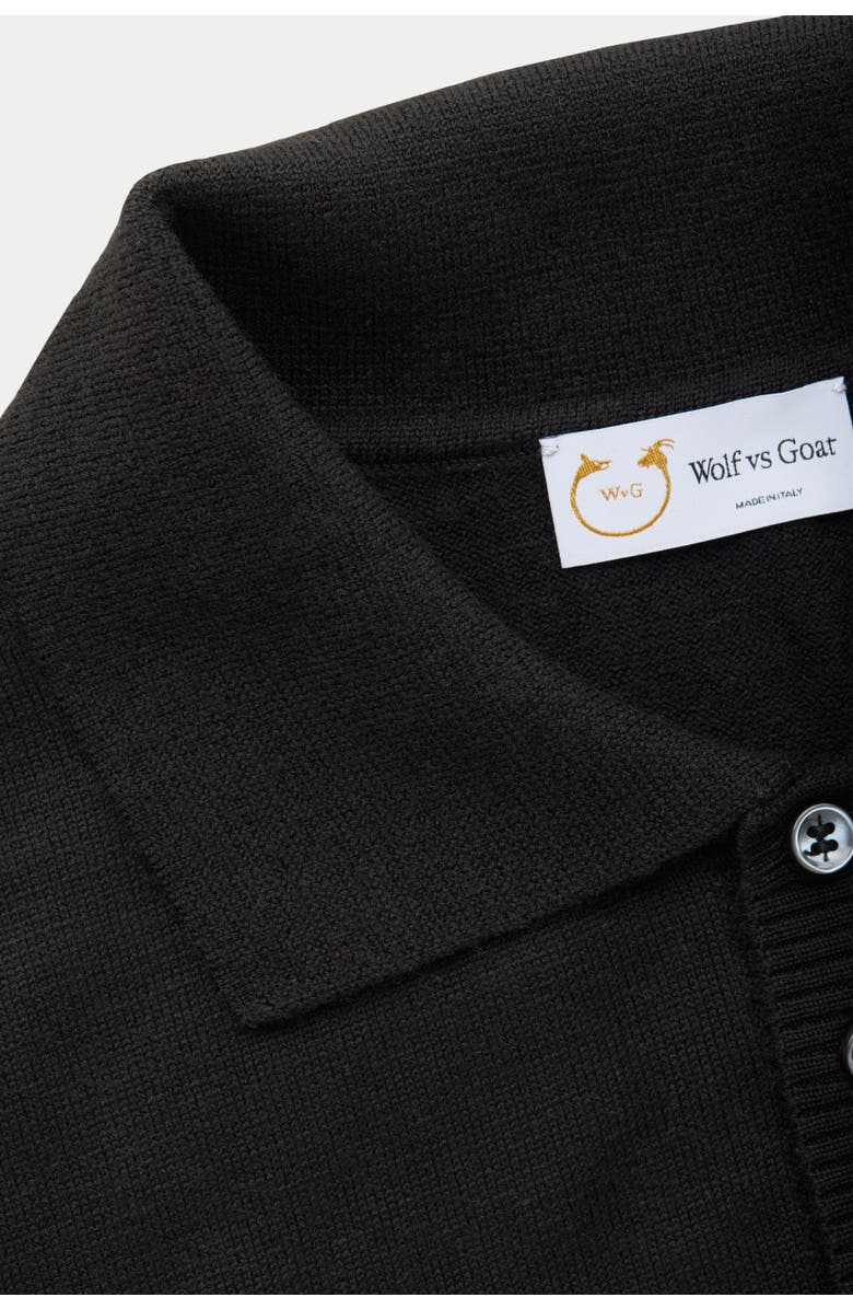 Wolf Vs. Goat (WvG) Wool Knitted Long Sleeve Polo, Alternate, color, Black