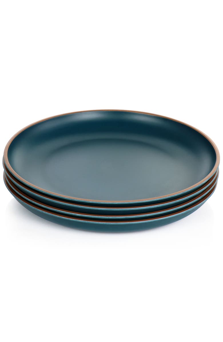 Gibson Home Rockabye 4 Piece Melamine Dinner Plate Set, Alternate, color, Dark Teal