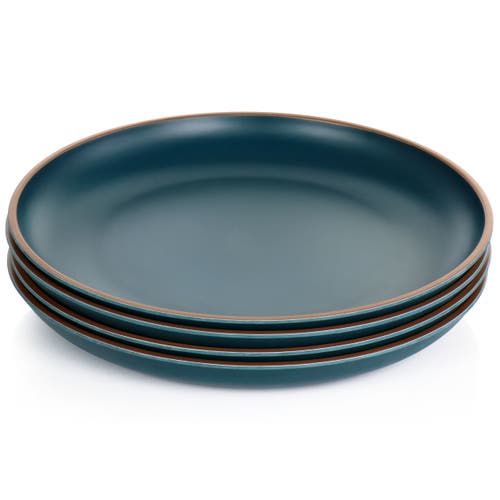 Gibson Home Rockabye 4 Piece Melamine Dinner Plate Set In Blue