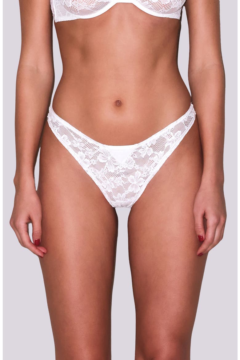 Le Stretch Lace Thong, Main, color, IVORY