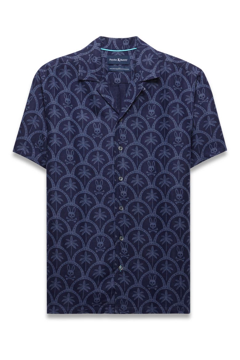 Brad Linen Blend Camp Shirt, Alternate, color, EVENING BLUE