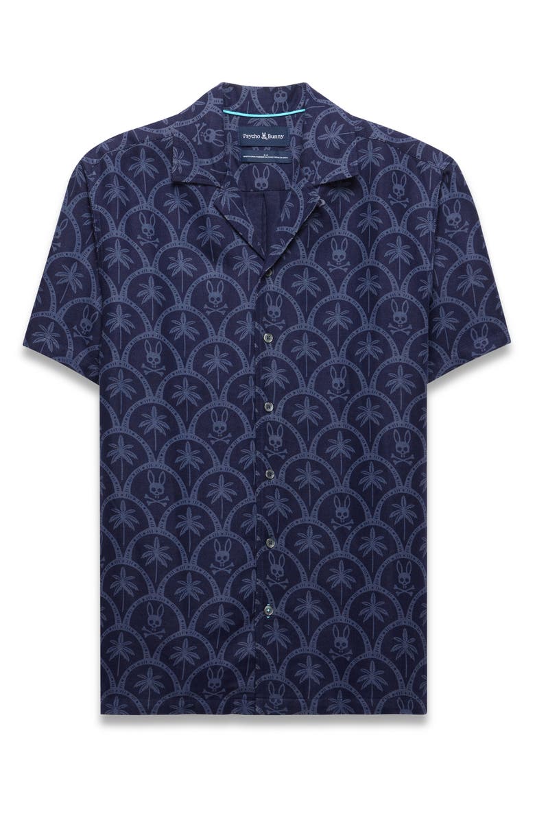 Psycho Bunny Brad Linen Blend Camp Shirt, Main, color, 