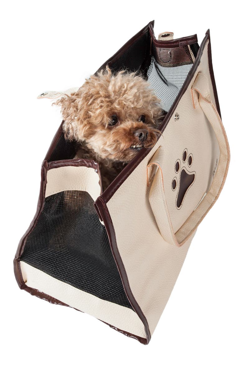 Posh Paw Pet Carrier, Alternate, color, WHITE AND BROWN
