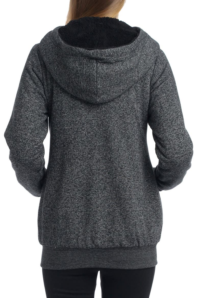 Kenzie Zip Maternity Hoodie, Alternate, color, BLACK