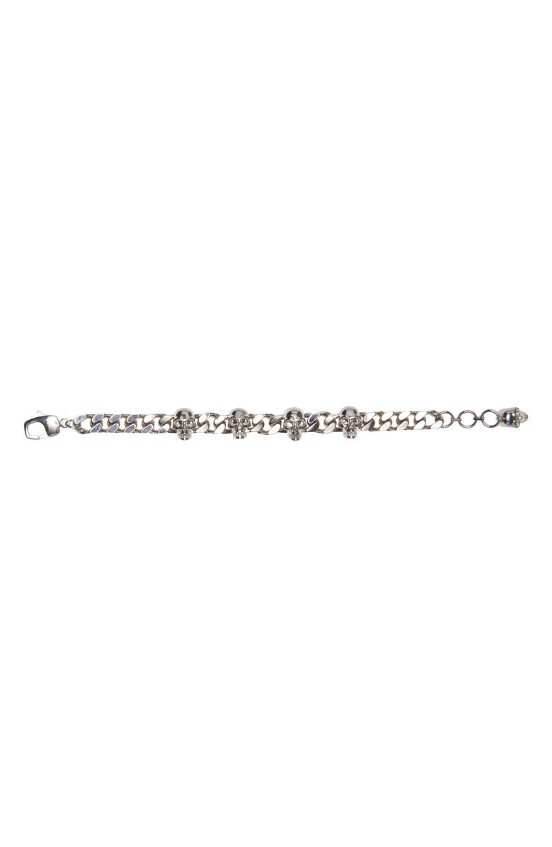 McQueen Skull Chain Bracelet, Alternate, color, Palladium