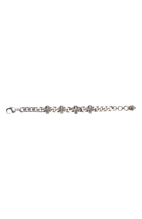 Alexander Mcqueen Silver-colored Chain Bracelet With Skull Details In Brass Men In Palladium