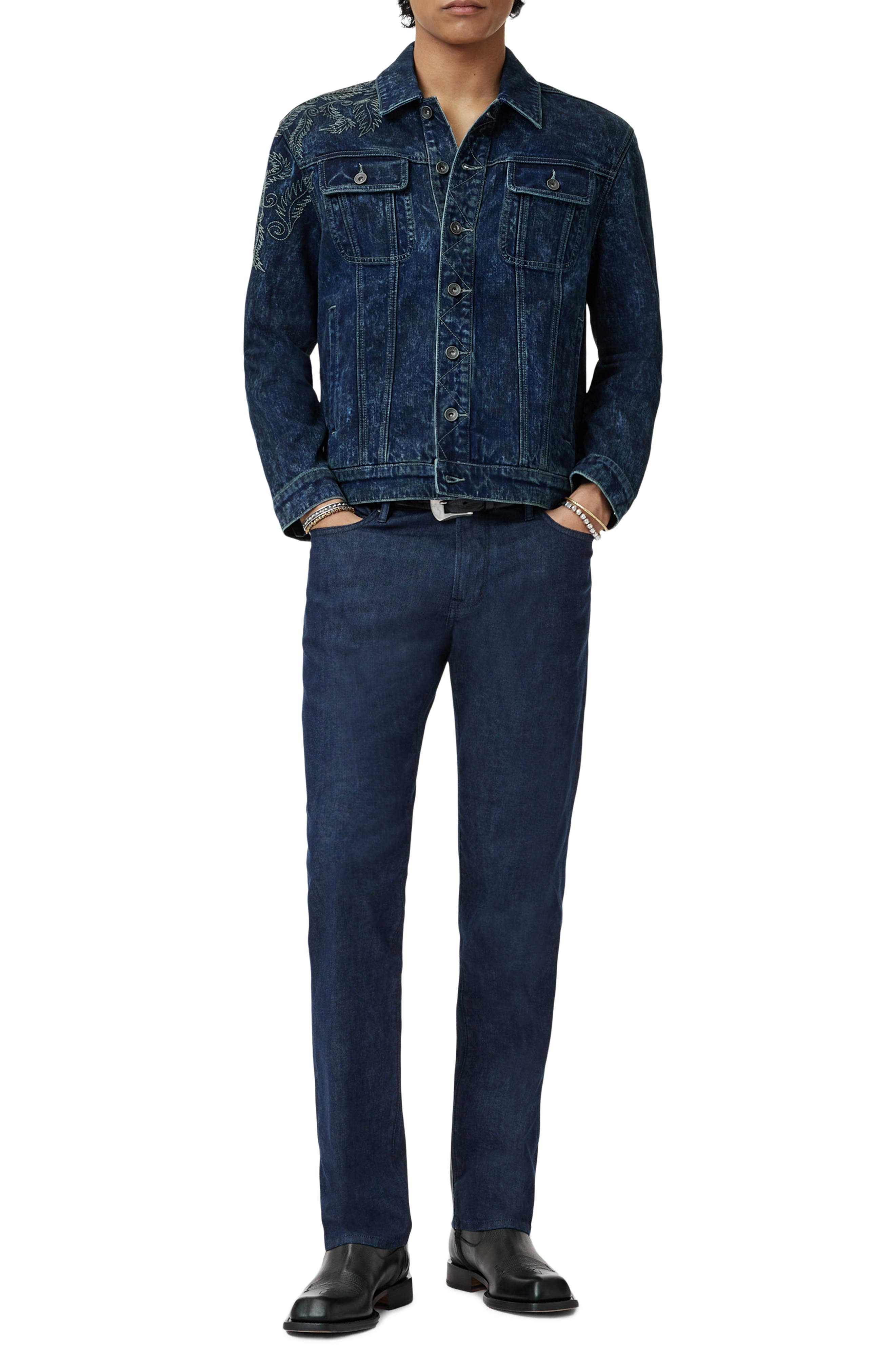 Anthony Embroidered Denim Trucker Jacket (Men) | Nordstrom
