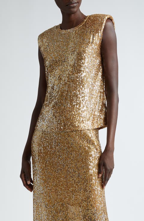 Sequin Embroidered Sleeveless Knit Top