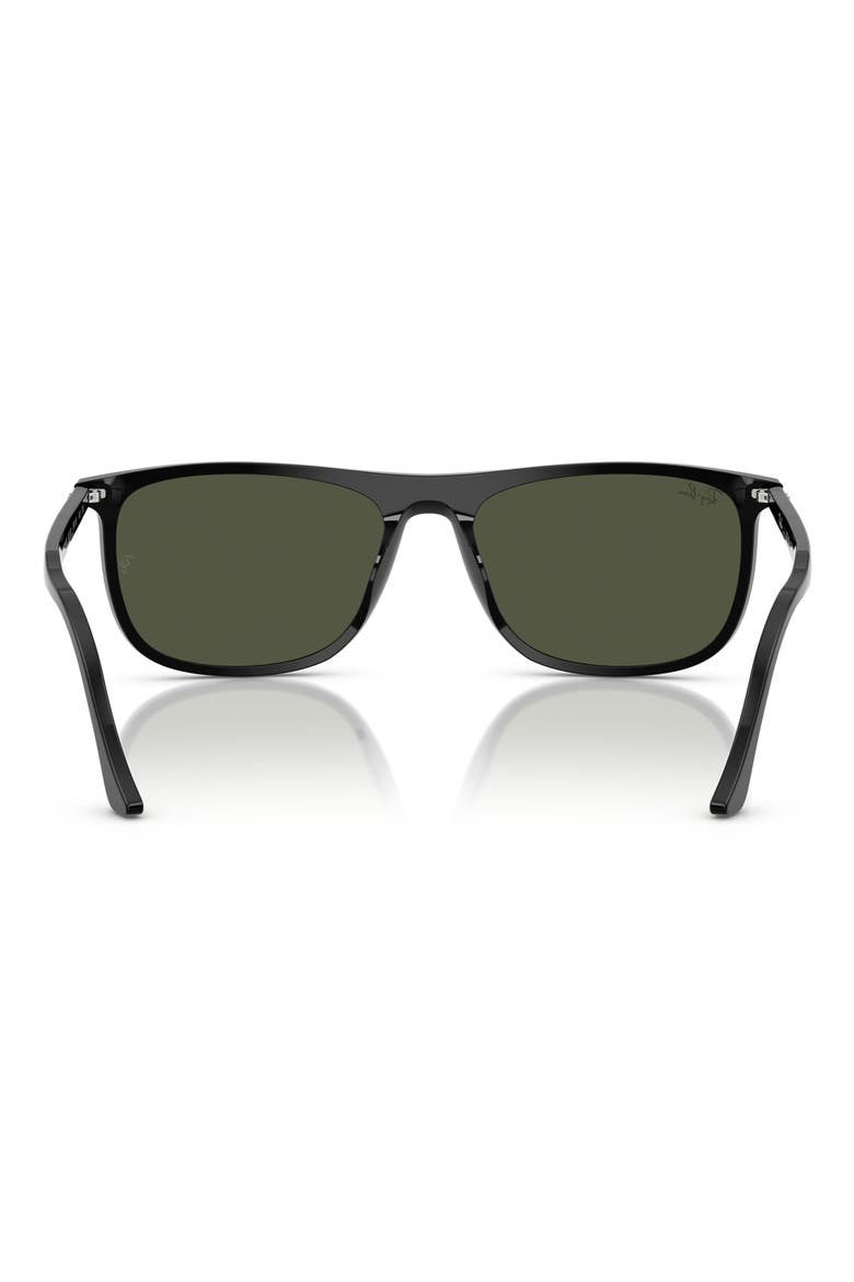 58mm Rectangular Sunglasses, Alternate, color, BLACK
