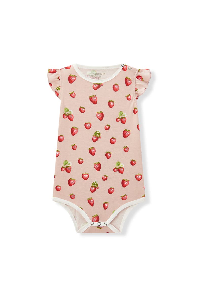 Organic Cotton Ruffle One Piece, Main, color, Strawberry