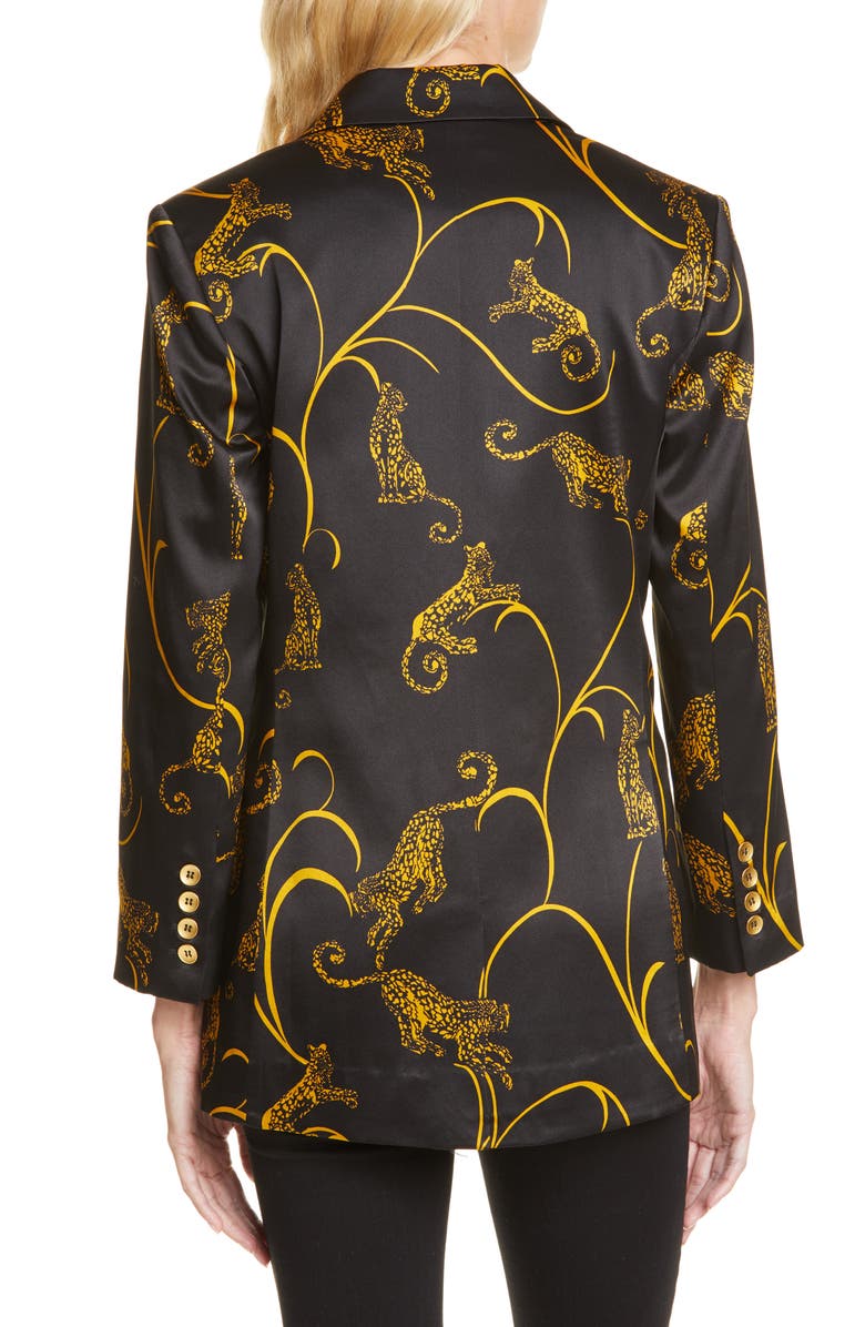 L'AGENCE Taryn Leopard Print Silk Blazer, Alternate, color,