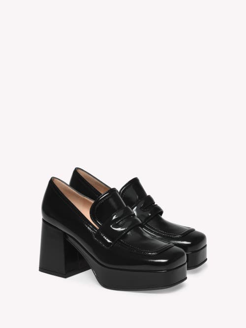 Gianvito Rossi Patent Platform Penny Loafers In Black