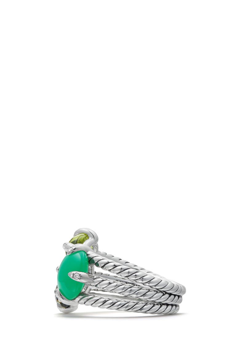 Chatelaine® Three-Gemstone Diamond Ring, Alternate, color, SILVER/ DIAMOND/ CHRYSOPRASE