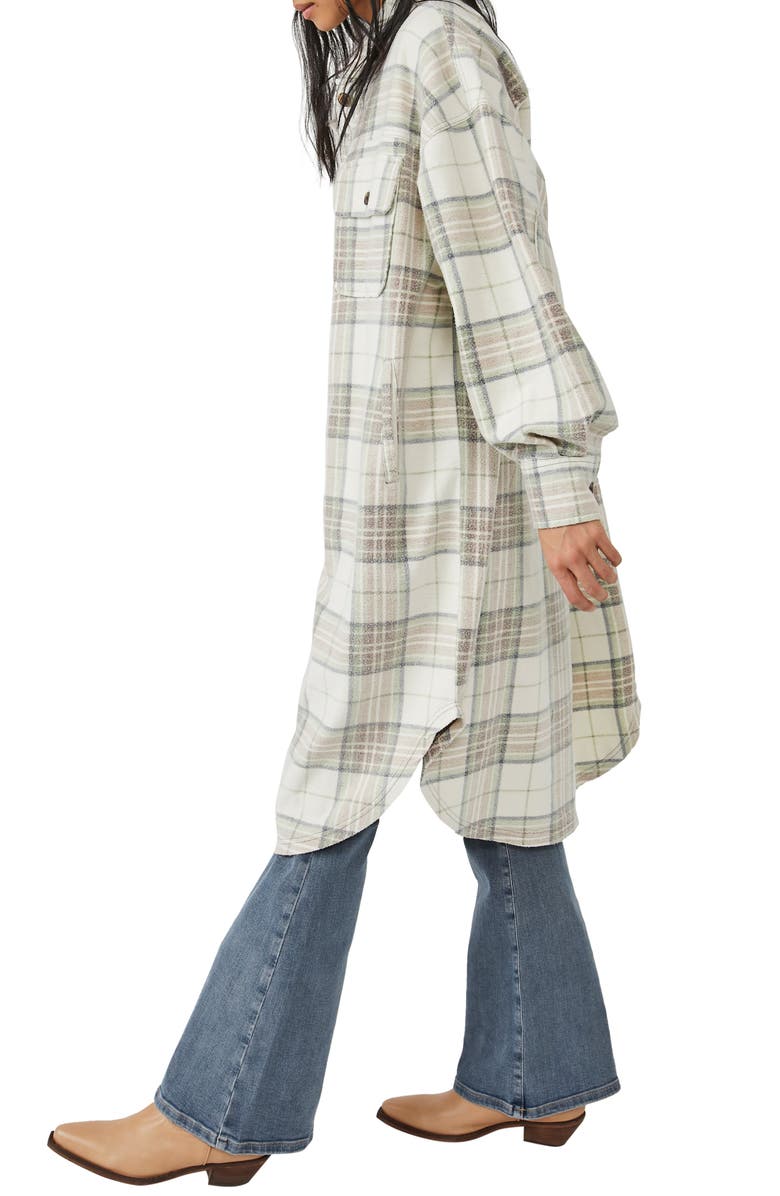 Free People Ruby Plaid Long Button-Up Jacket, Alternate, color,