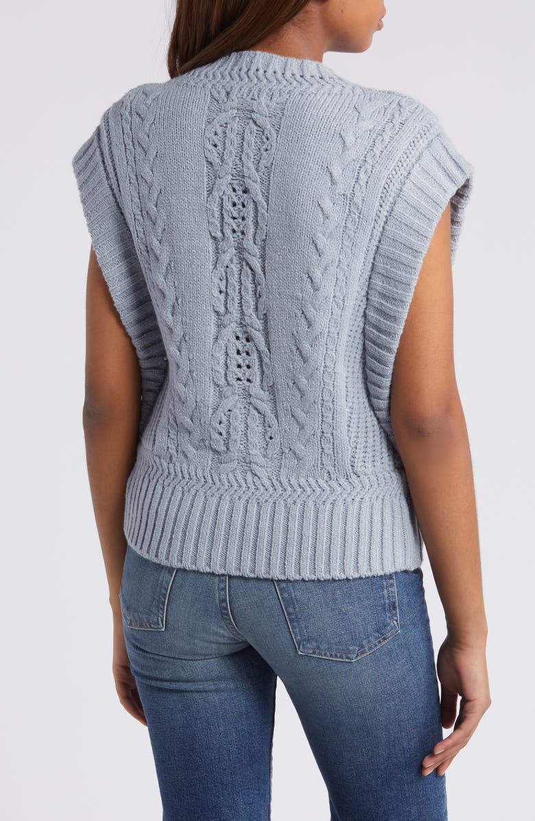 Wit & Wisdom Cable Stitch Sweater, Alternate, color, Heather Grey
