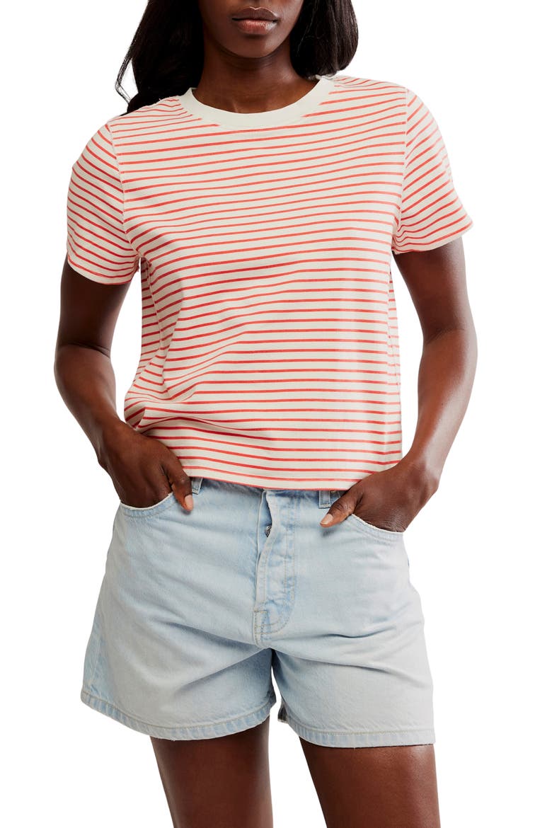 Everyday Stripe Cotton T-Shirt, Main, color, IVORY COMBO