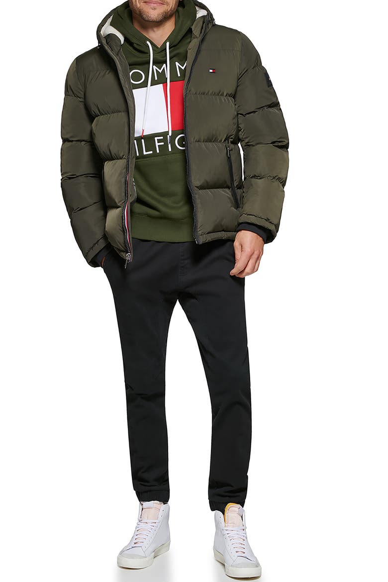 Hooded Puffer Jacket, Alternate, color, OLIVE