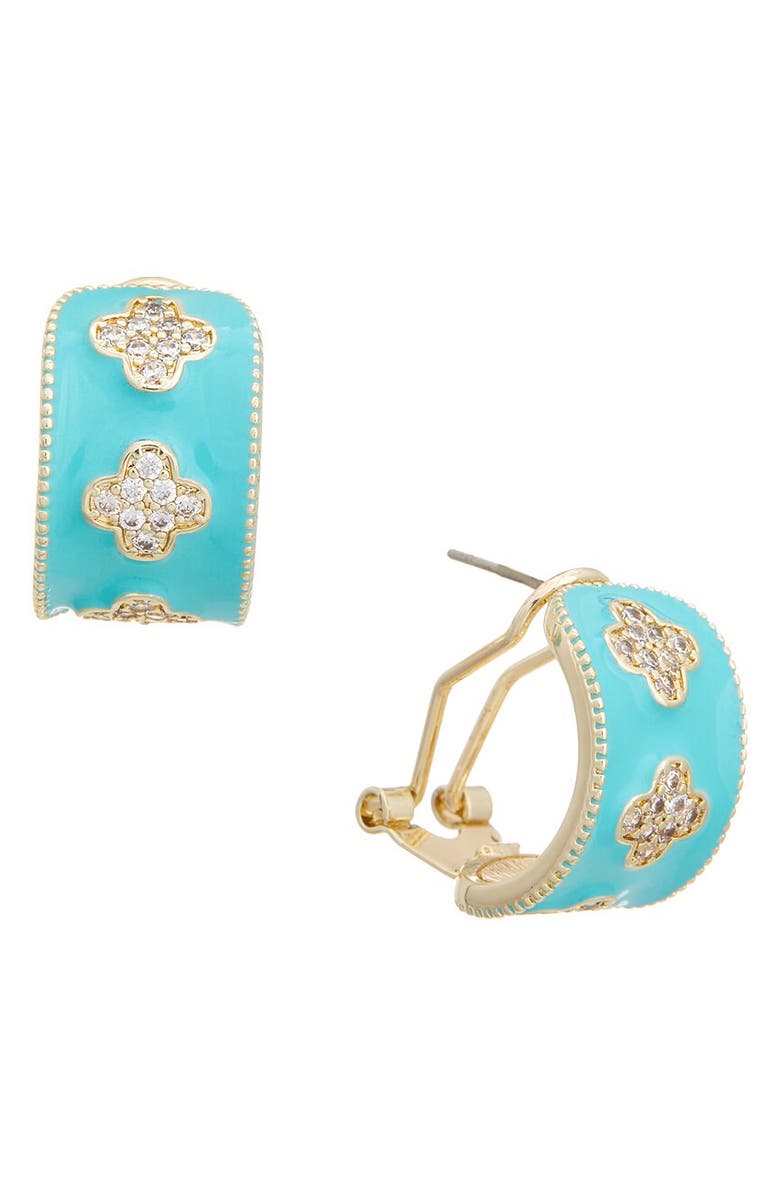 Juvell Cubic Zirconia & Enamel Hoop Earrings, Main, color, Yellow/Blue