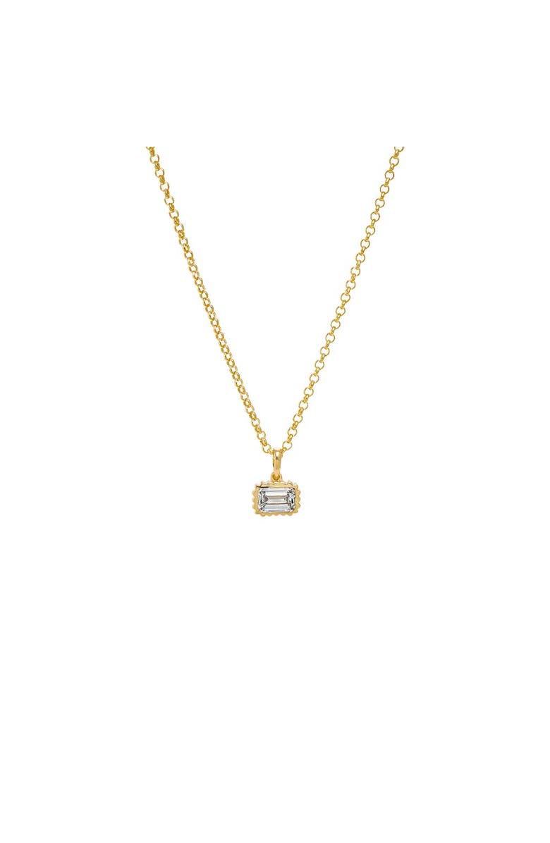 BY ADINA EDEN Lab Grown Diamond Bezel Emerald Charm Necklace 14K, Main, color,