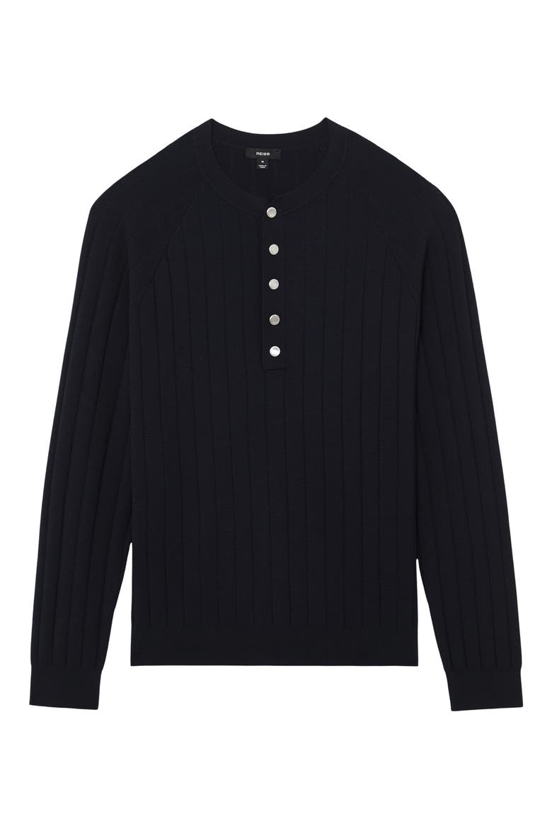 Andres Ribbed Henley Sweater, Alternate, color, NAVY