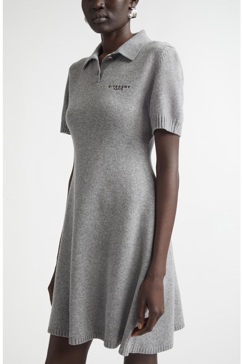 Wool & Cashmere Polo Minidress, Alternate, color, LIGHT GREY