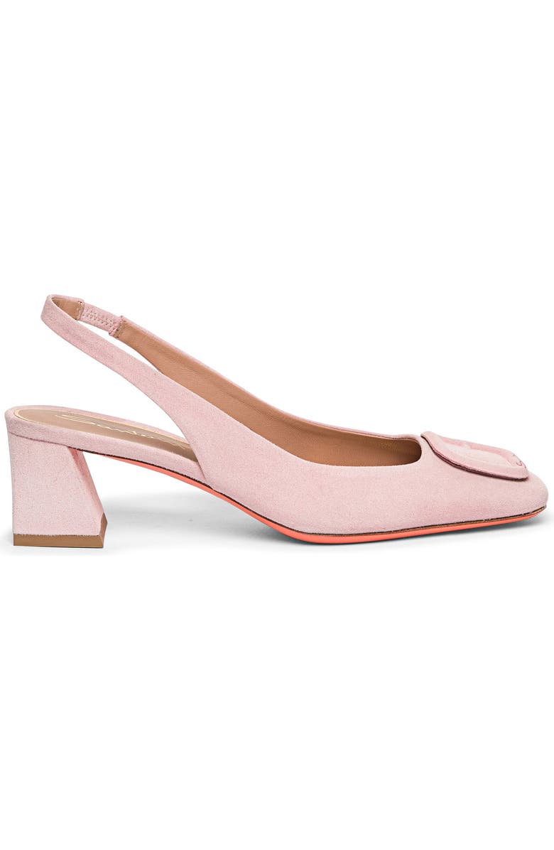 Santoni Women's Suede Mid-Heel Slingback, Alternate, color, Pink