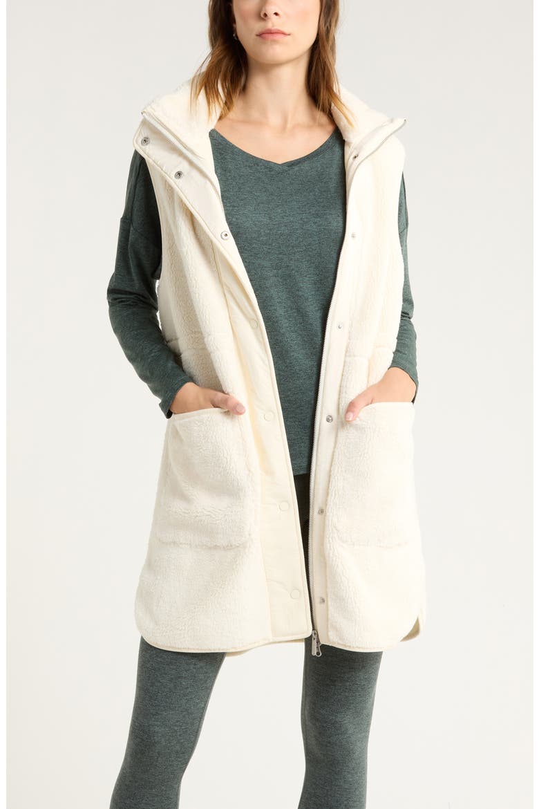 Longline Faux Shearling Vest, Main, color, IVORY EGRET