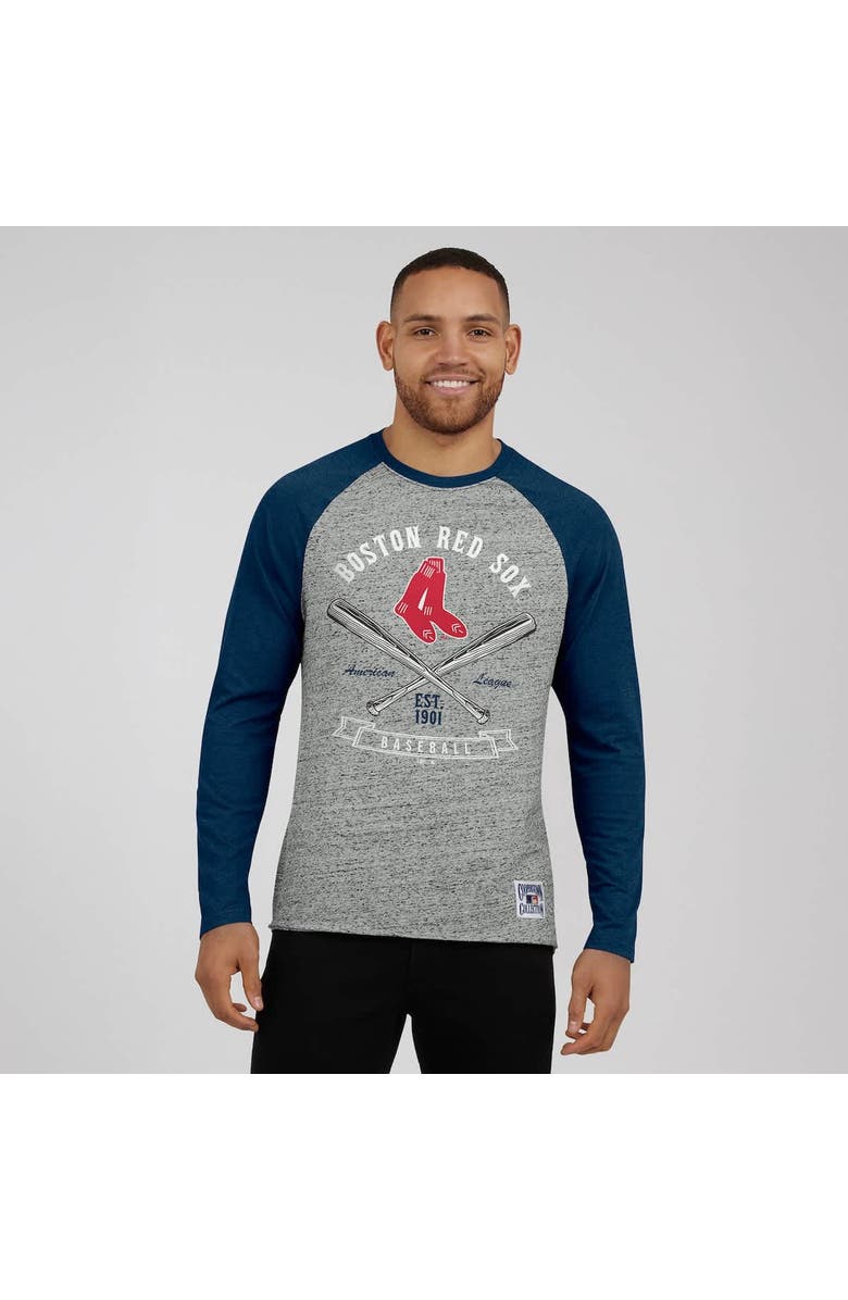 Darius Rucker Collection by Fanatics Men's Darius Rucker Collection by Fanatics Heather Gray Boston Red Sox Raw Edge Raglan Long Sleeve Baseball T-Shirt, Alternate, color, Heather Gray