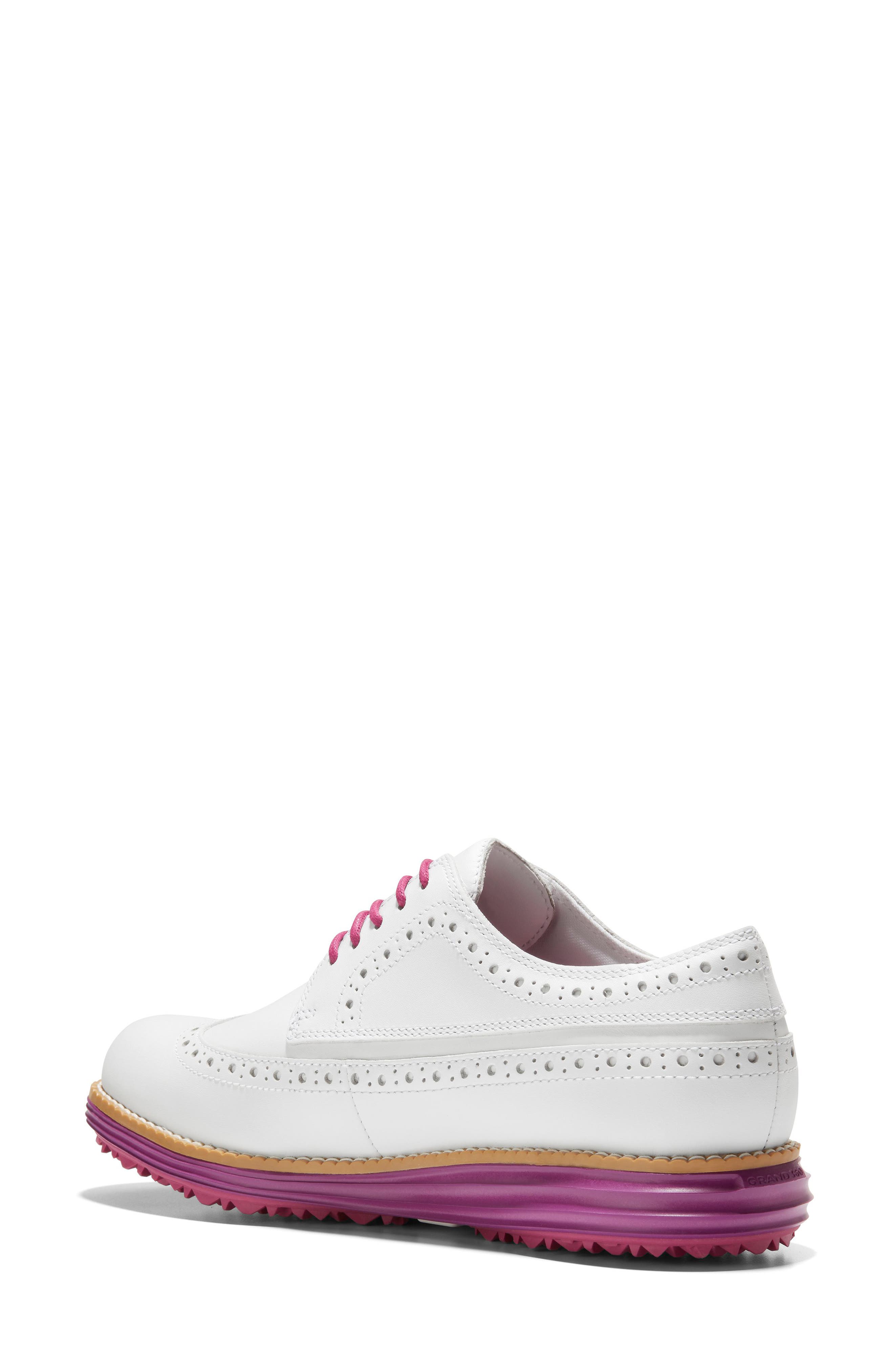 OriginalGrand Waterproof Wingtip Golf Derby, Alternate, color, WHITE/ FUSC