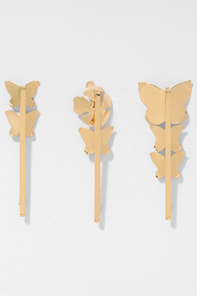 Ivy Hair Pins - Set of 3 - Gold, Alternate, color, Metallic Gold