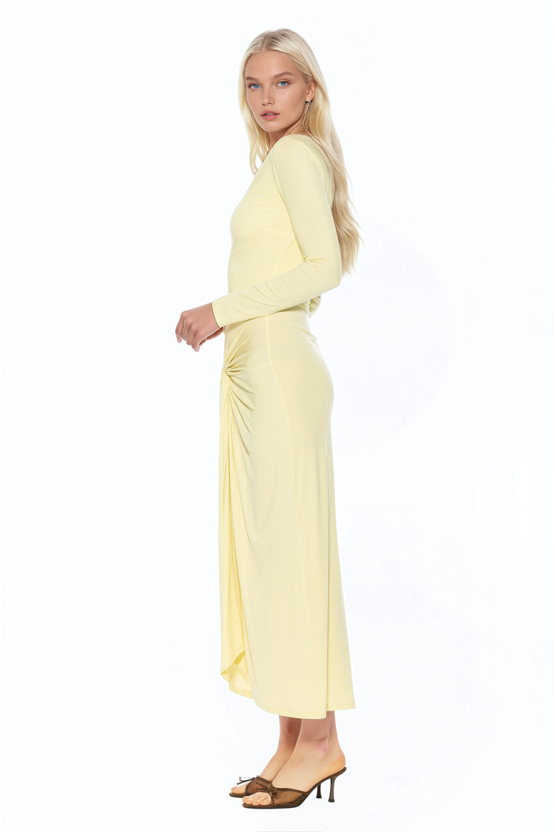 Revel Long Sleeve Draped Skirt Maxi Dress, Alternate, color, Butter Yellow