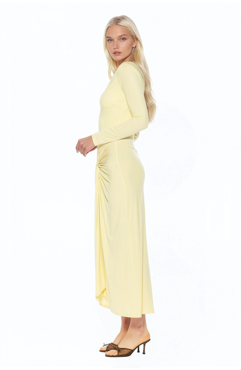 Alexia Admor Revel Long Sleeve Draped Skirt Maxi Dress, Alternate, color, Butter Yellow