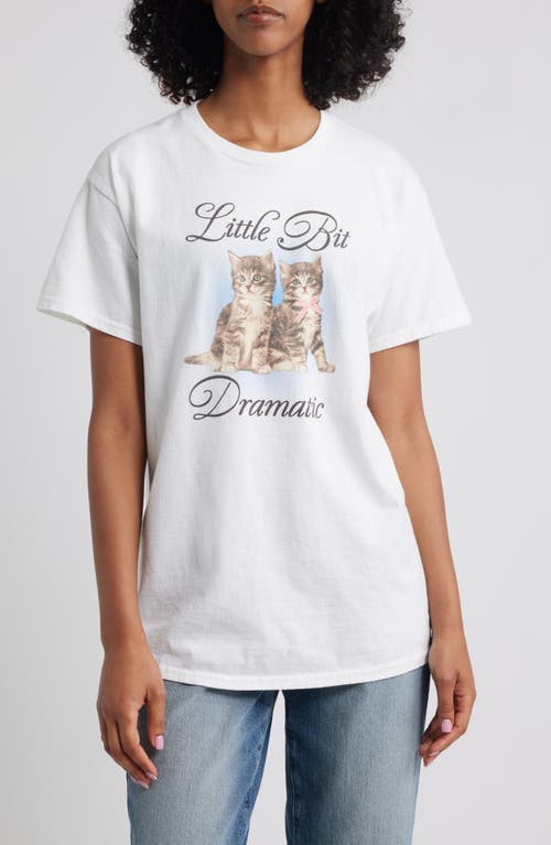 Junk Food Little Bit Dramatic Cotton Graphic T-shirt In White