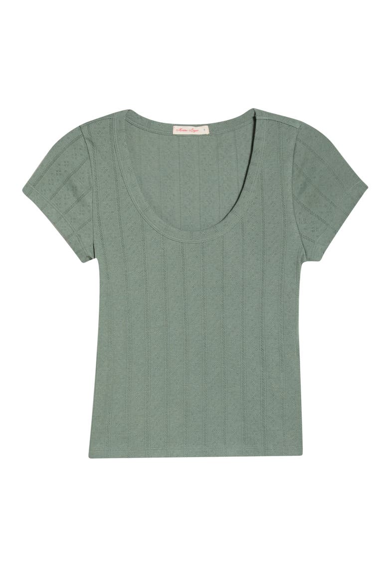 Lexi Pointelle Scoop Neck T-Shirt, Alternate, color, OLIVE
