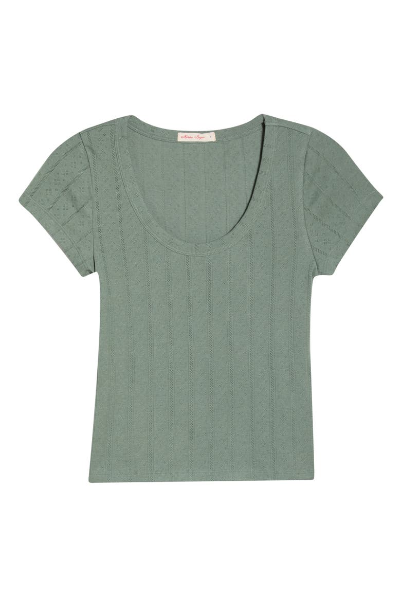 Marine Layer Lexi Pointelle Scoop Neck T-Shirt, Alternate, color, Olive
