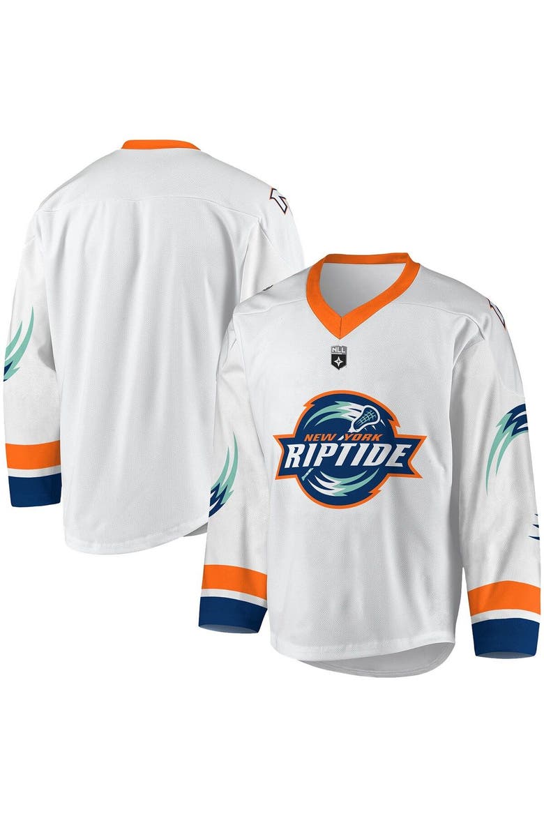 Youth White/Navy New York Riptide Replica Jersey, Alternate, color, White