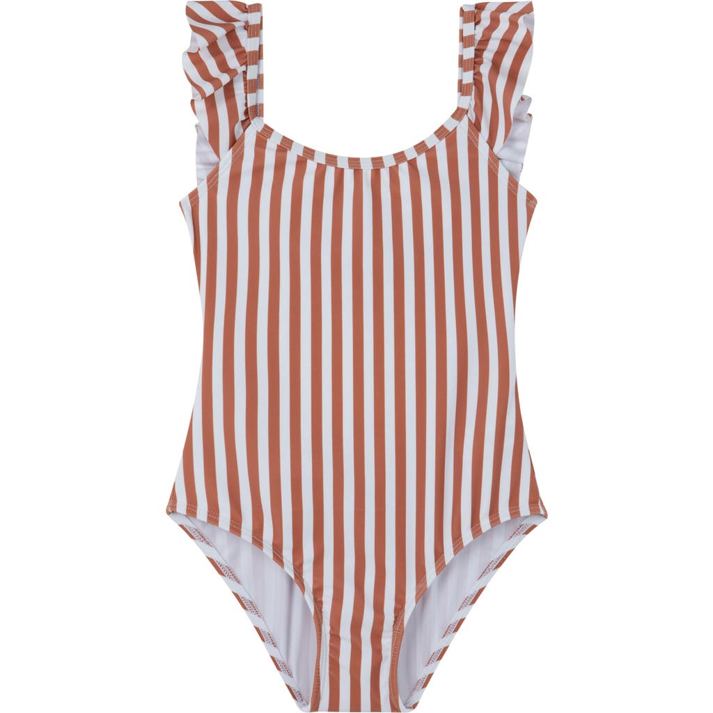 GOTTEX GOTTEX KIDS SWEET STRIPE SQUARE NECK RUFFLE ONE PIECE