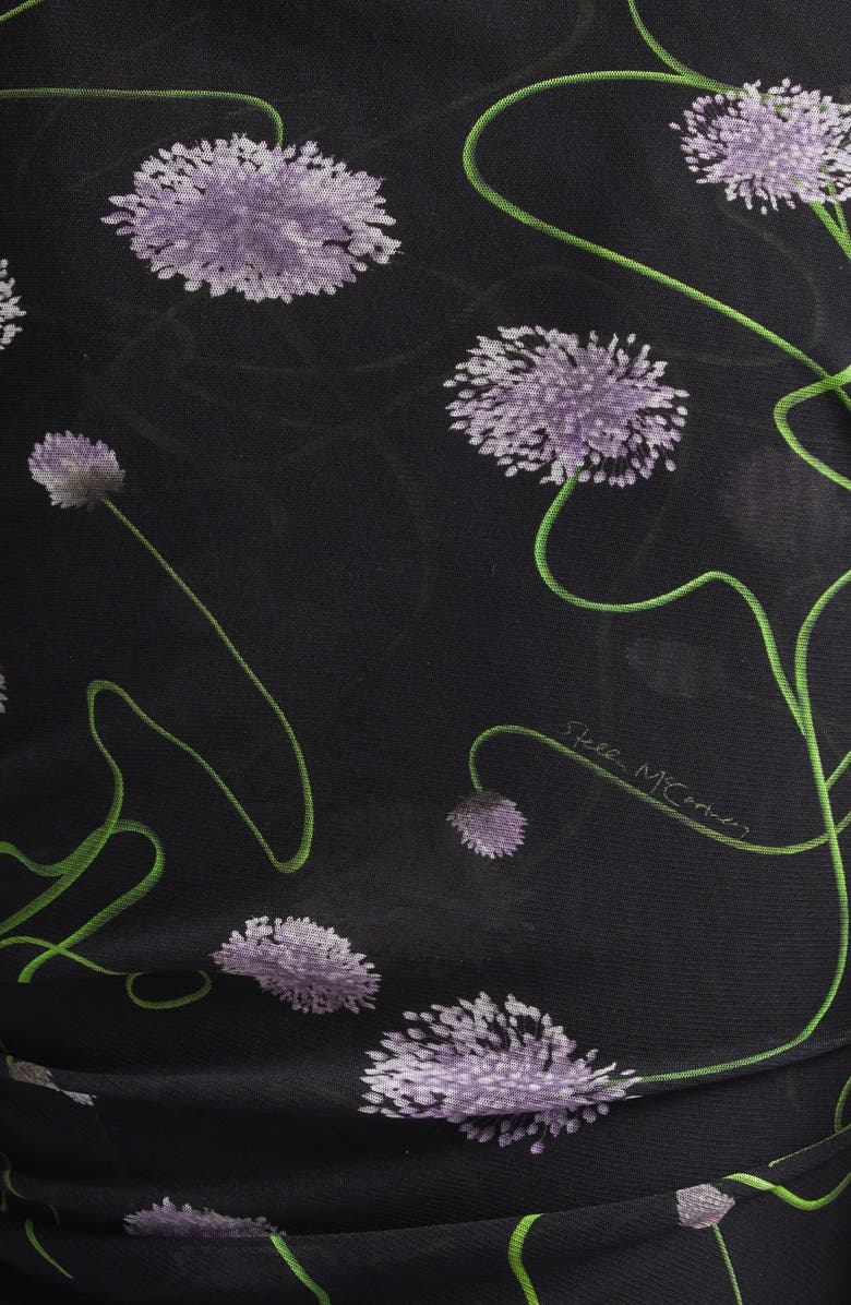 Stella McCartney Twisted Floral Mesh Top, Alternate, color, Black Multicolor