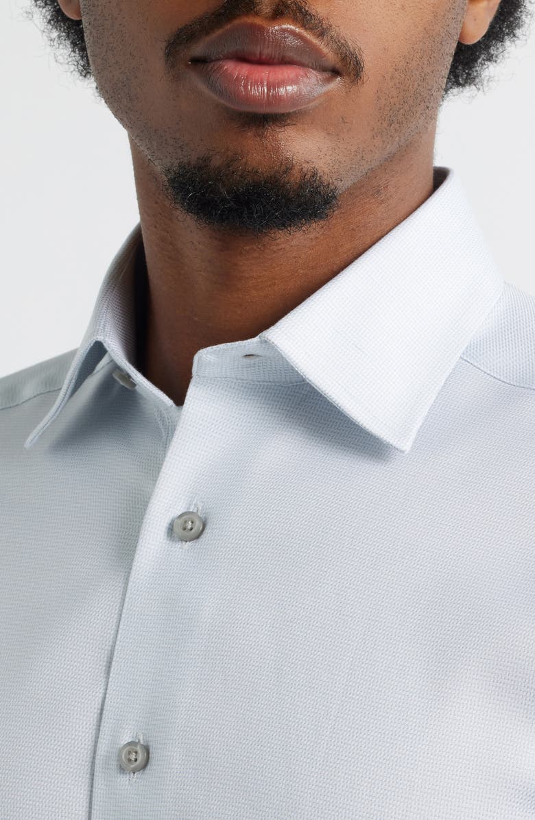 David Donahue Slim Fit Stretch Micro Twill Dress Shirt, Alternate, color, White/Pearl