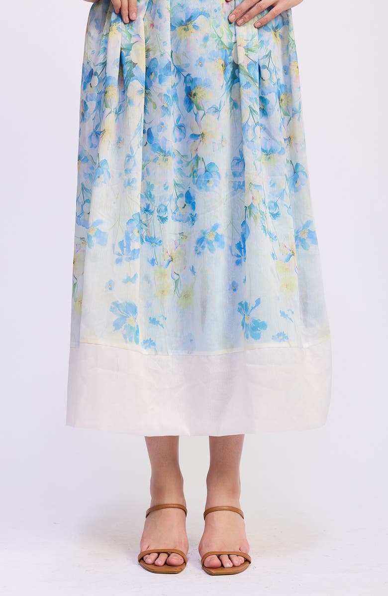 En Saison Vivian Tie Straps Midi Dress, Alternate, color, Ivory Blue Yellow