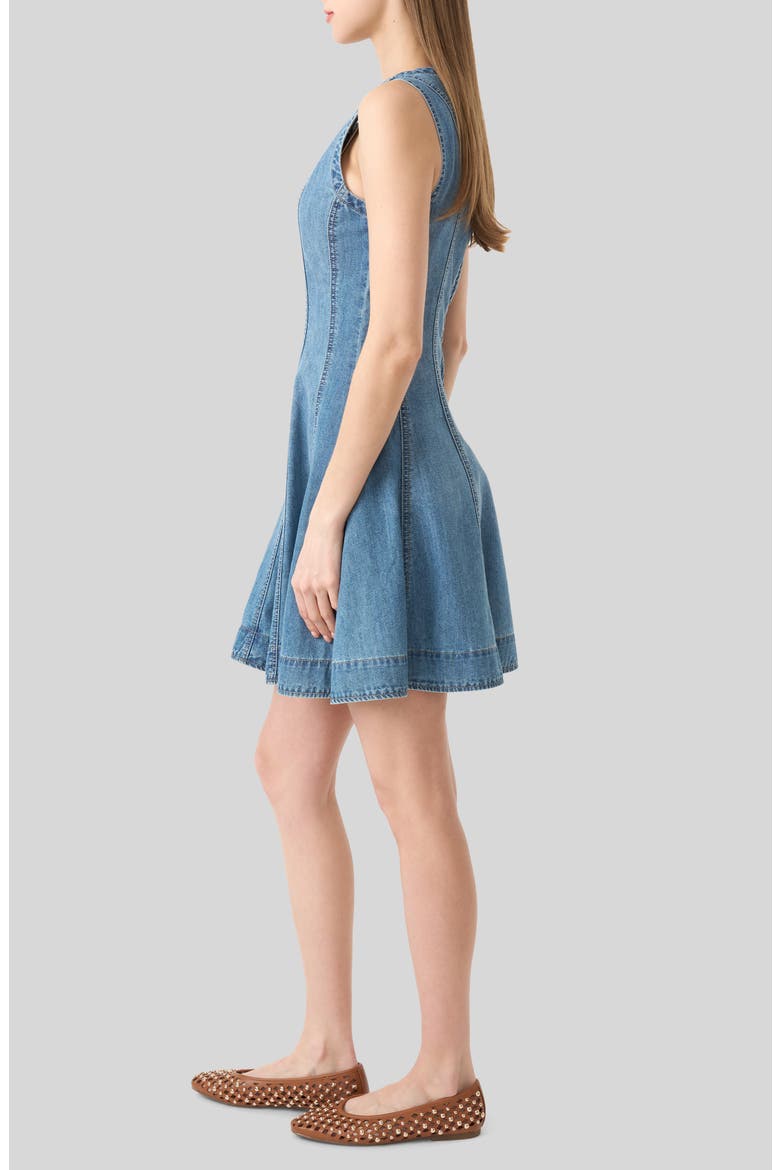 Fit and Flare Denim Dress, Alternate, color, LIGHT WASH