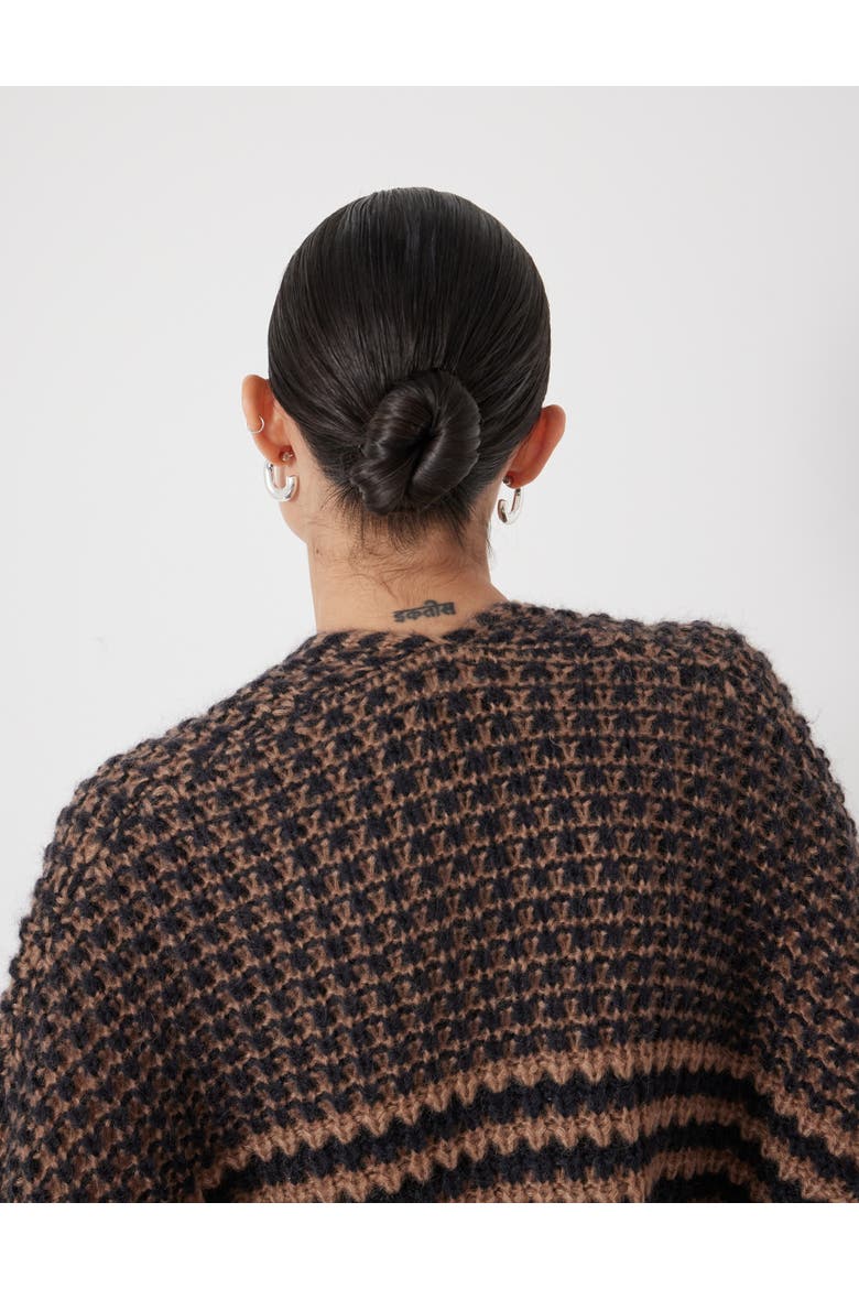 Skye Wool Blend Stripe Cardigan, Alternate, color, Black/ Brown Stripe