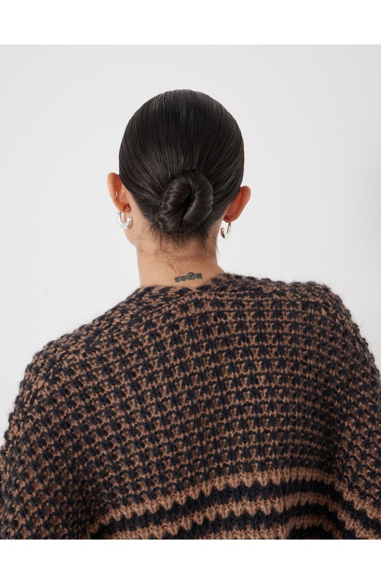 Hush Skye Wool Blend Stripe Cardigan, Alternate, color, Black/ Brown Stripe