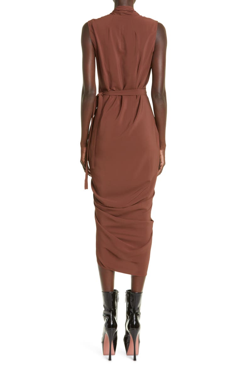 Sleeveless Draped Midi Dress, Alternate, color, MACASSAR
