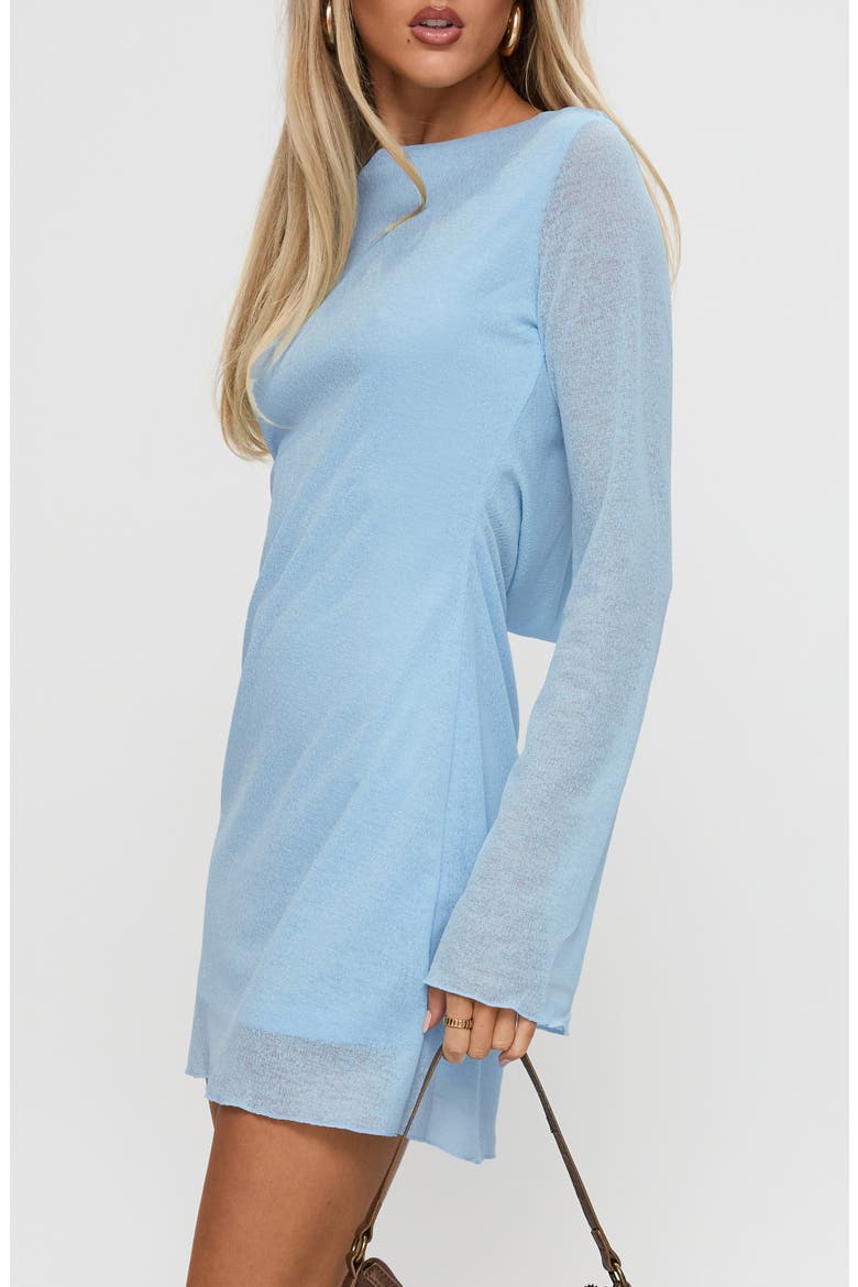 Visualize Drape Back Long Sleeve Knit Minidress, Alternate, color, LIGHT BLUE