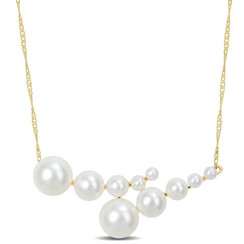 Graduated Cultured Pearl Necklace 14k