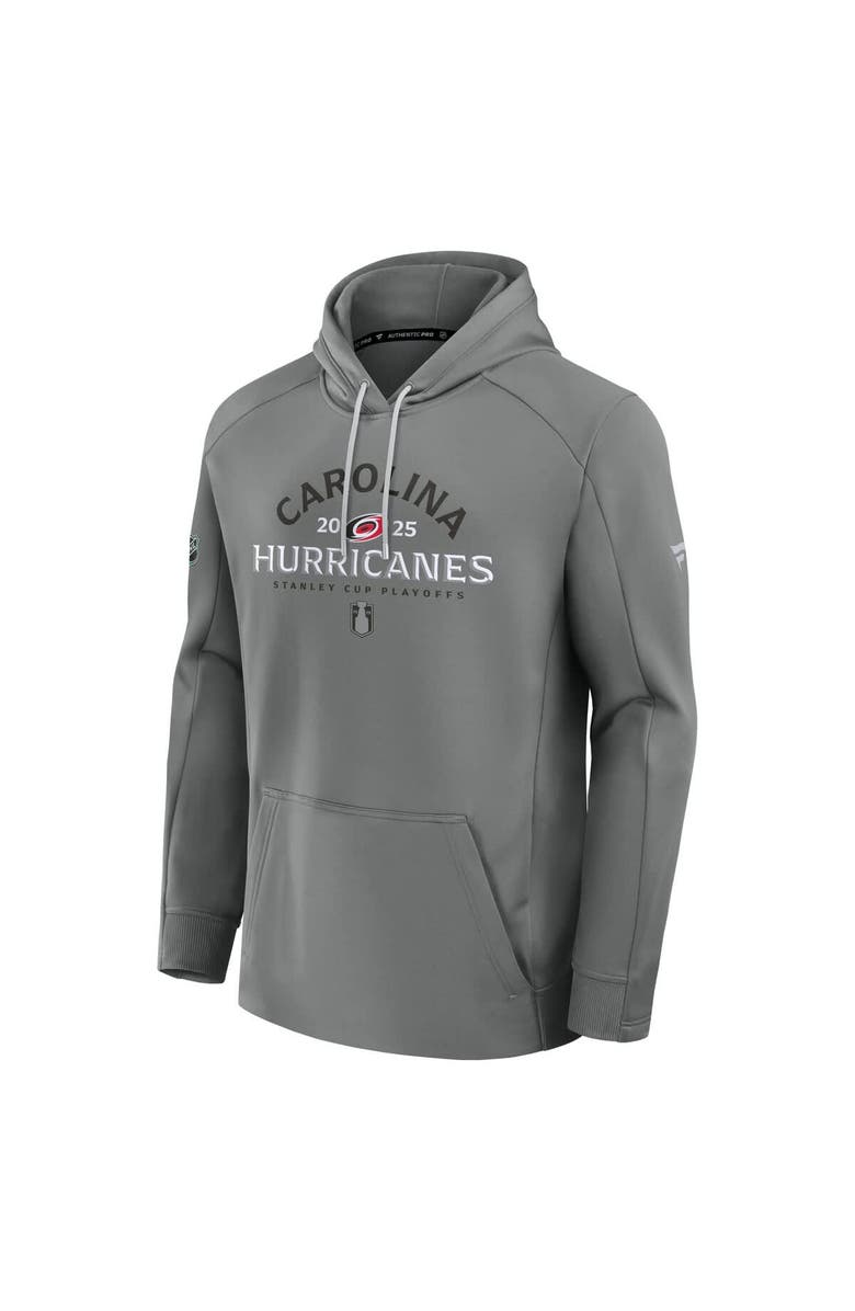 FANATICS Men's Fanatics Gray Carolina Hurricanes 2025 Stanley Cup Playoffs Authentic Pro Rink Fly Fleece Pullover Hoodie, Alternate, color, 